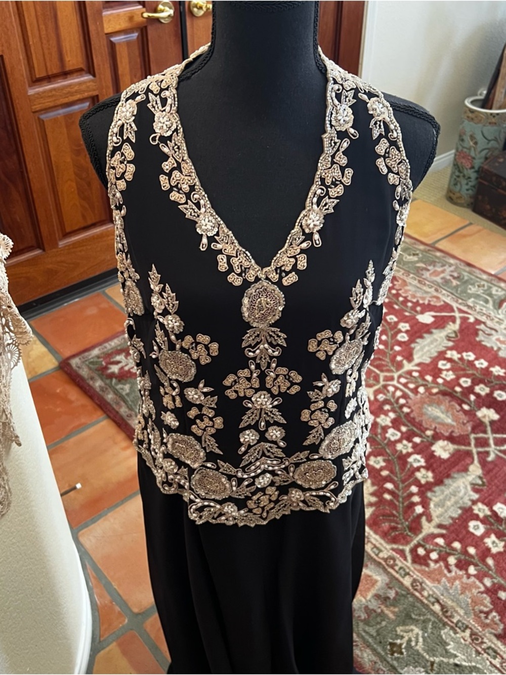 JKara Black Beaded Sleeveless Evening Gown Size 12 - Picture 9 of 13
